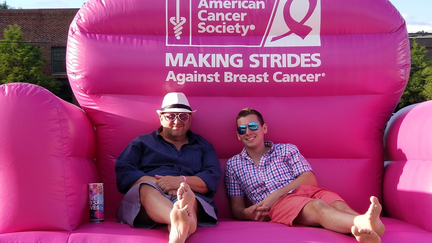 Matt Pfeiffer and Liam Pfeiffer supporting breast cancer fundraising in Orion